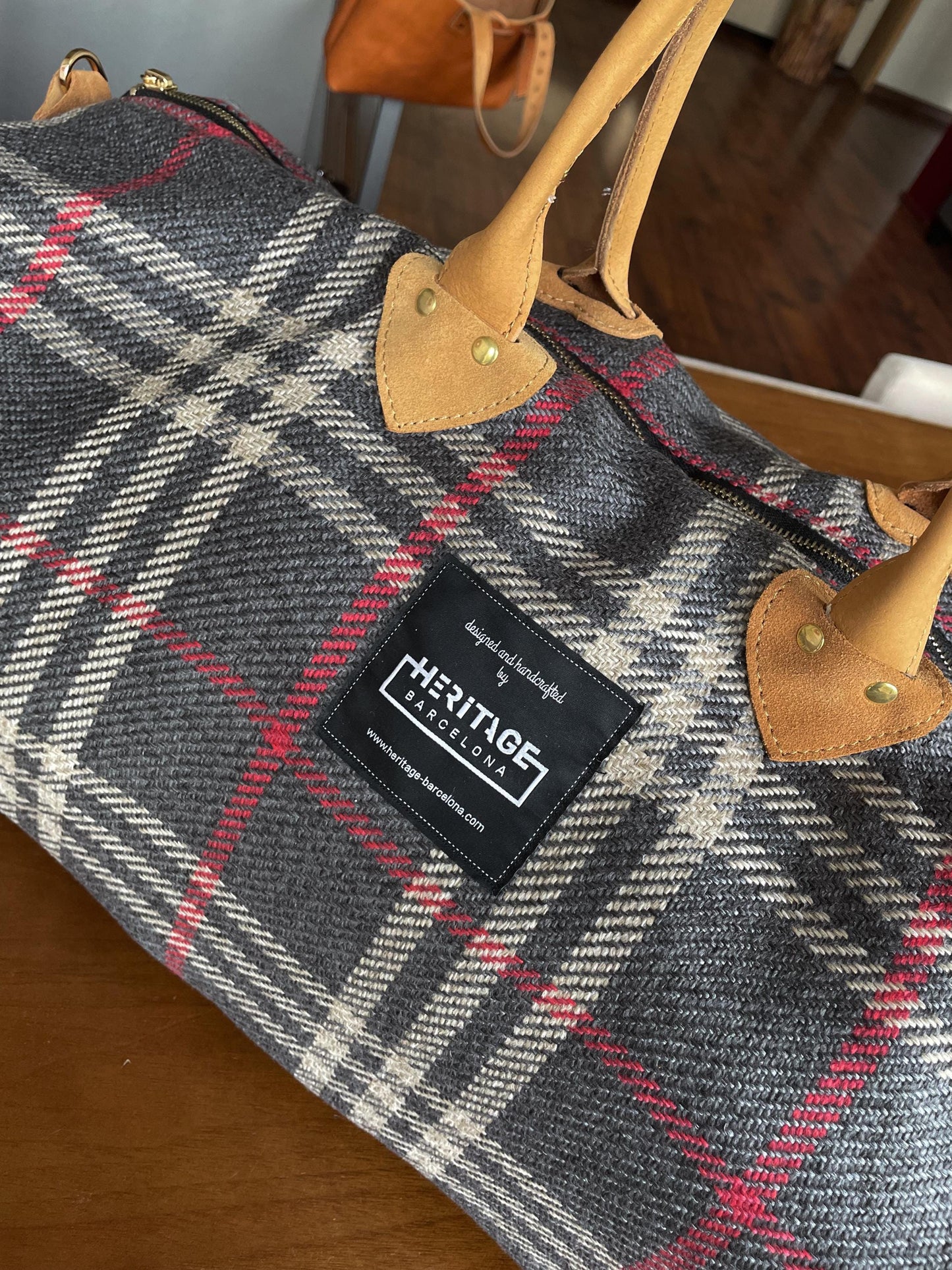 Scottish Tartan & Leather Weekend Bag