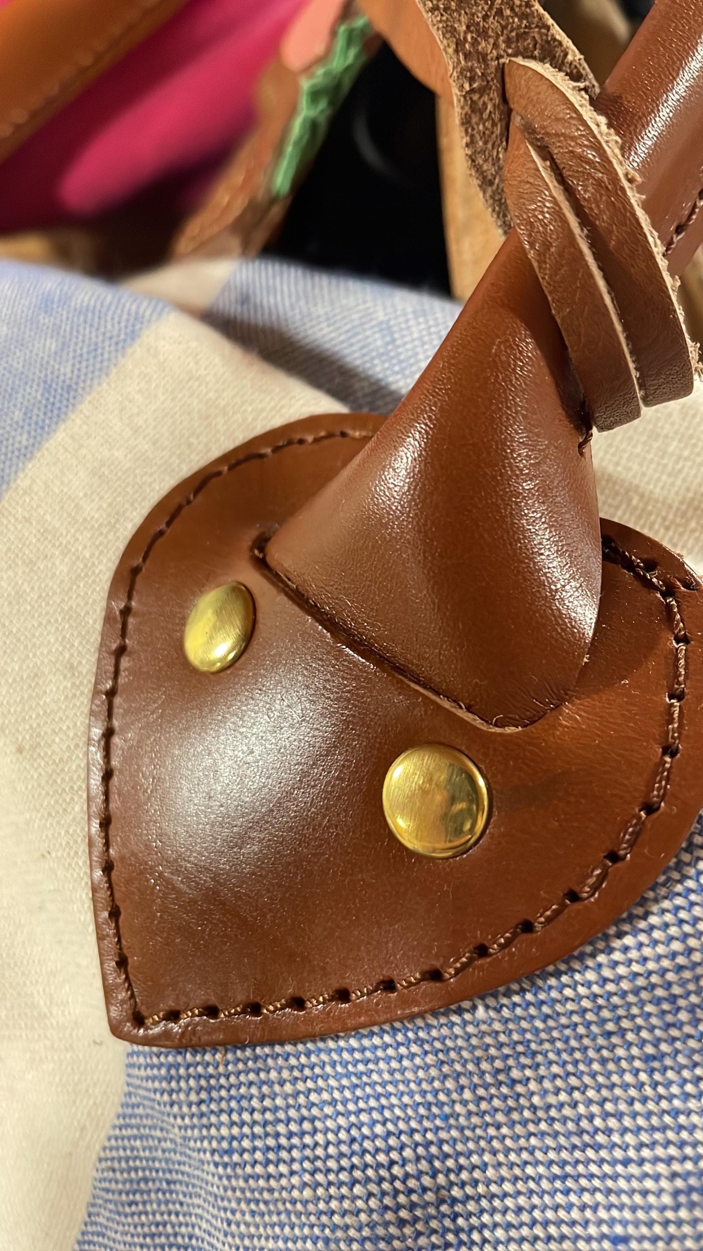 Striped Weekend Travel Bag with Leather Horse Charm