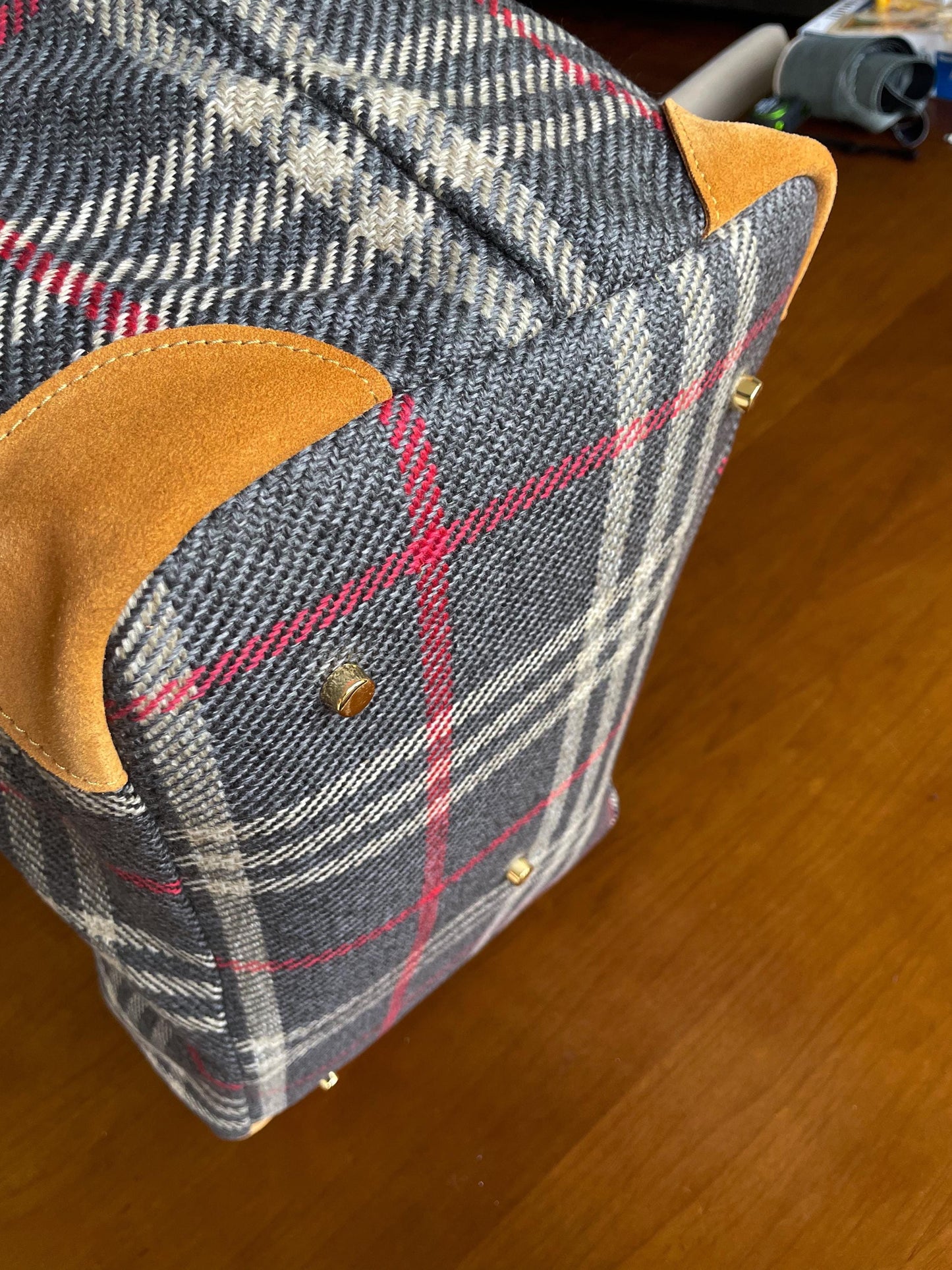 Scottish Tartan & Leather Weekend Bag