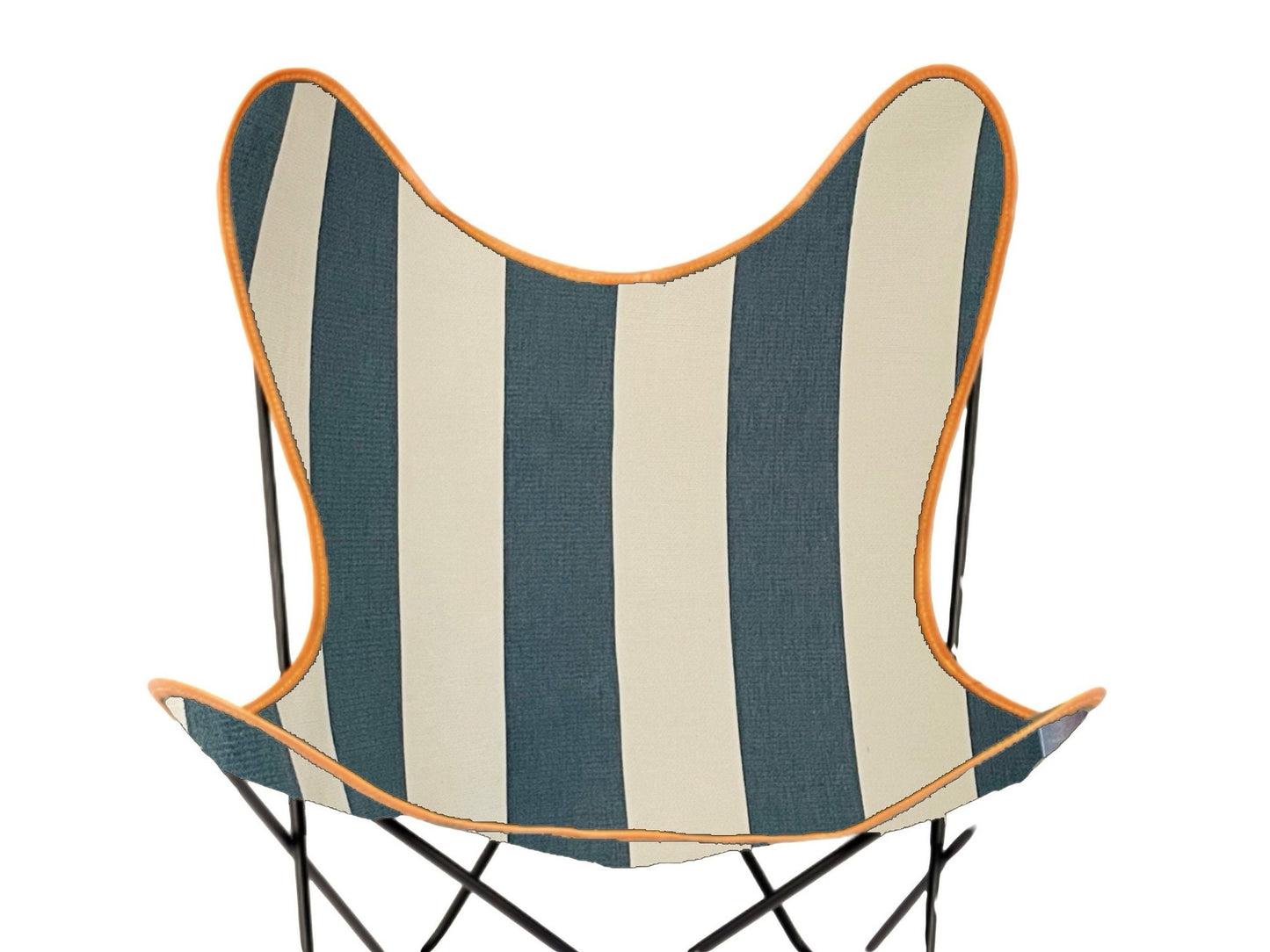 Handmade Butterfly Chair Cover – Durable Striped Fabric, Customizable Trim, Green &amp; Natural Colors