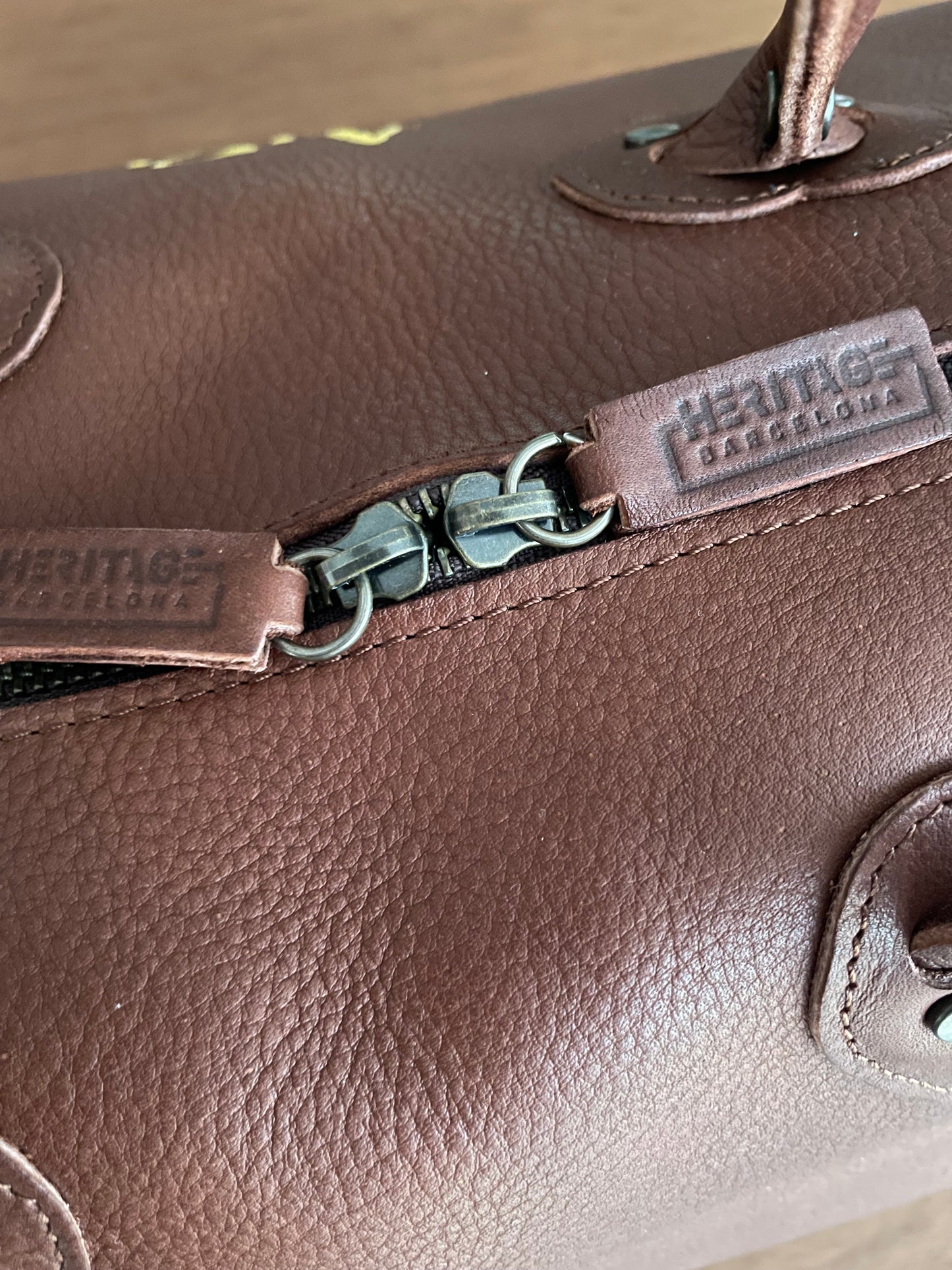 Personalized Leather Travel Bag – Handmade Weekender Duffel with Initials | Heritage Barcelona