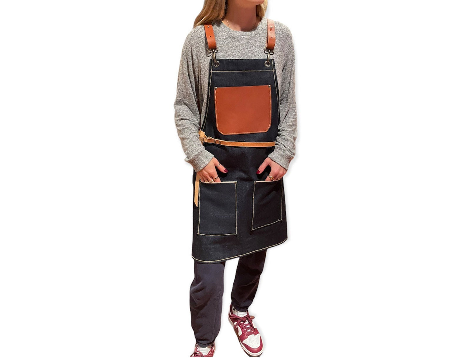 Handmade Selvedge Denim & Leather Apron - Personalized