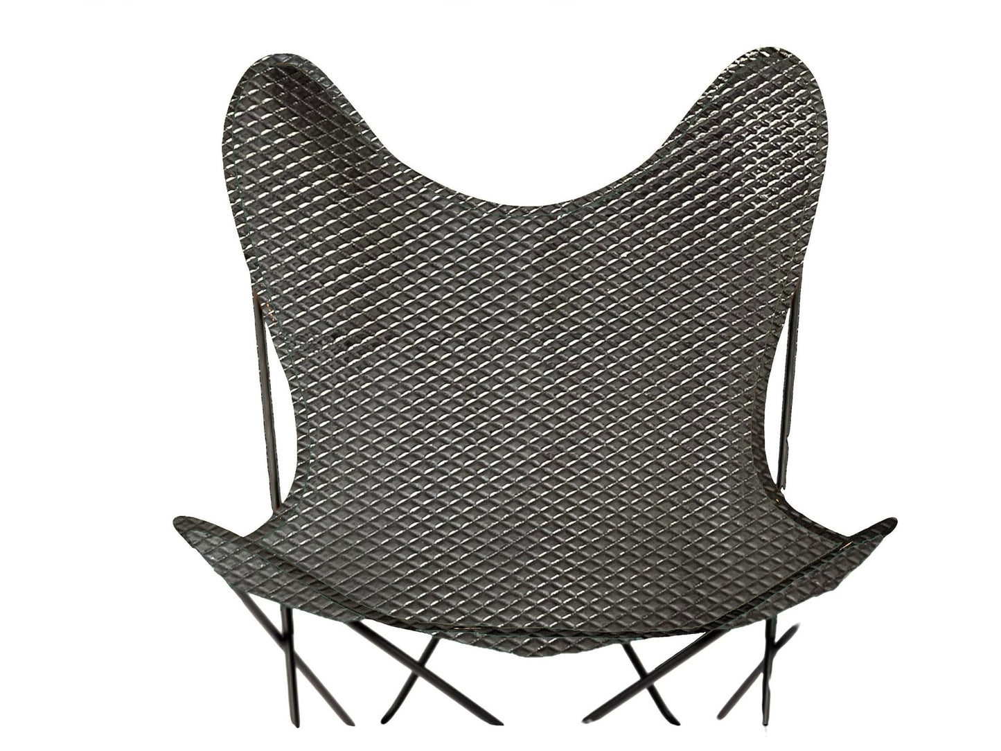 Handmade Butterfly Chair Cover – Quilted Black Patent Leather with Reinforced Canvas, Custom Made in Barcelona
