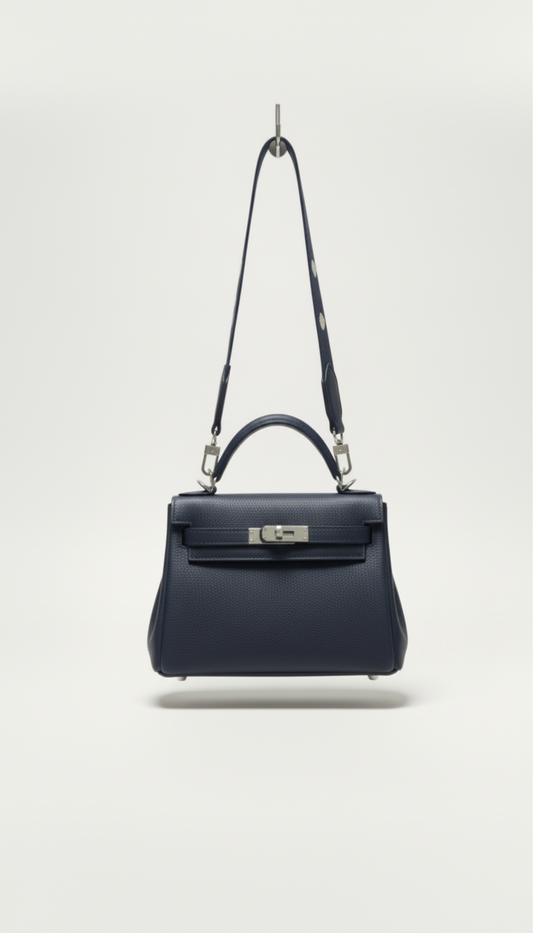 Cute Structured Leather Mini Bag | Handcrafted | Top Handle and Shoulder Strap