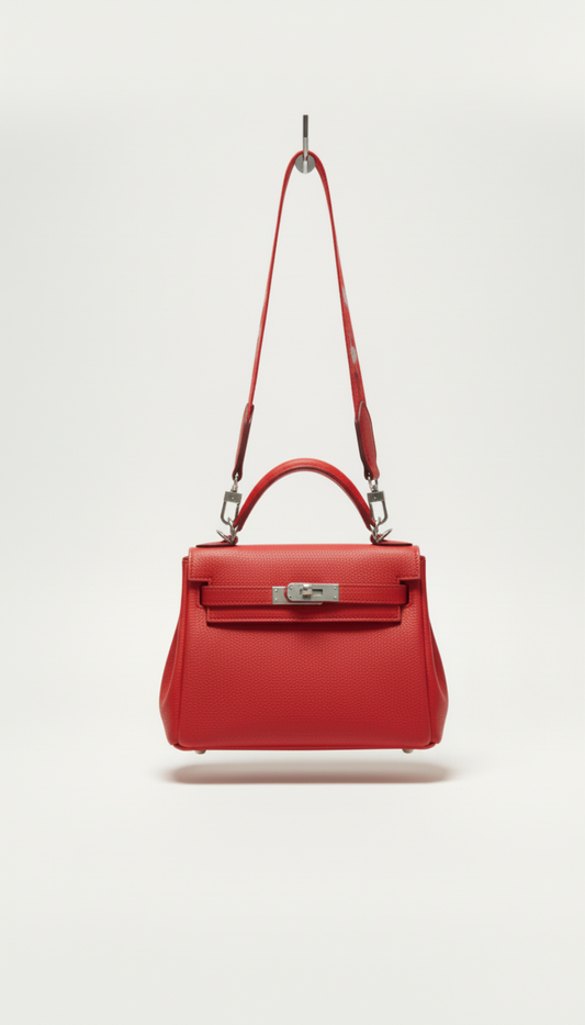 Cute Structured Leather Mini Bag | Handcrafted | Top Handle and Shoulder Strap