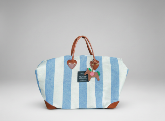 Striped Weekend Travel Bag with Leather Horse Charm