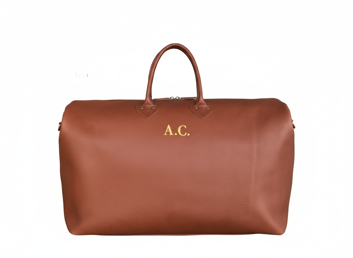 Personalized Leather Travel Bag – Handmade Weekender Duffel with Initials | Heritage Barcelona