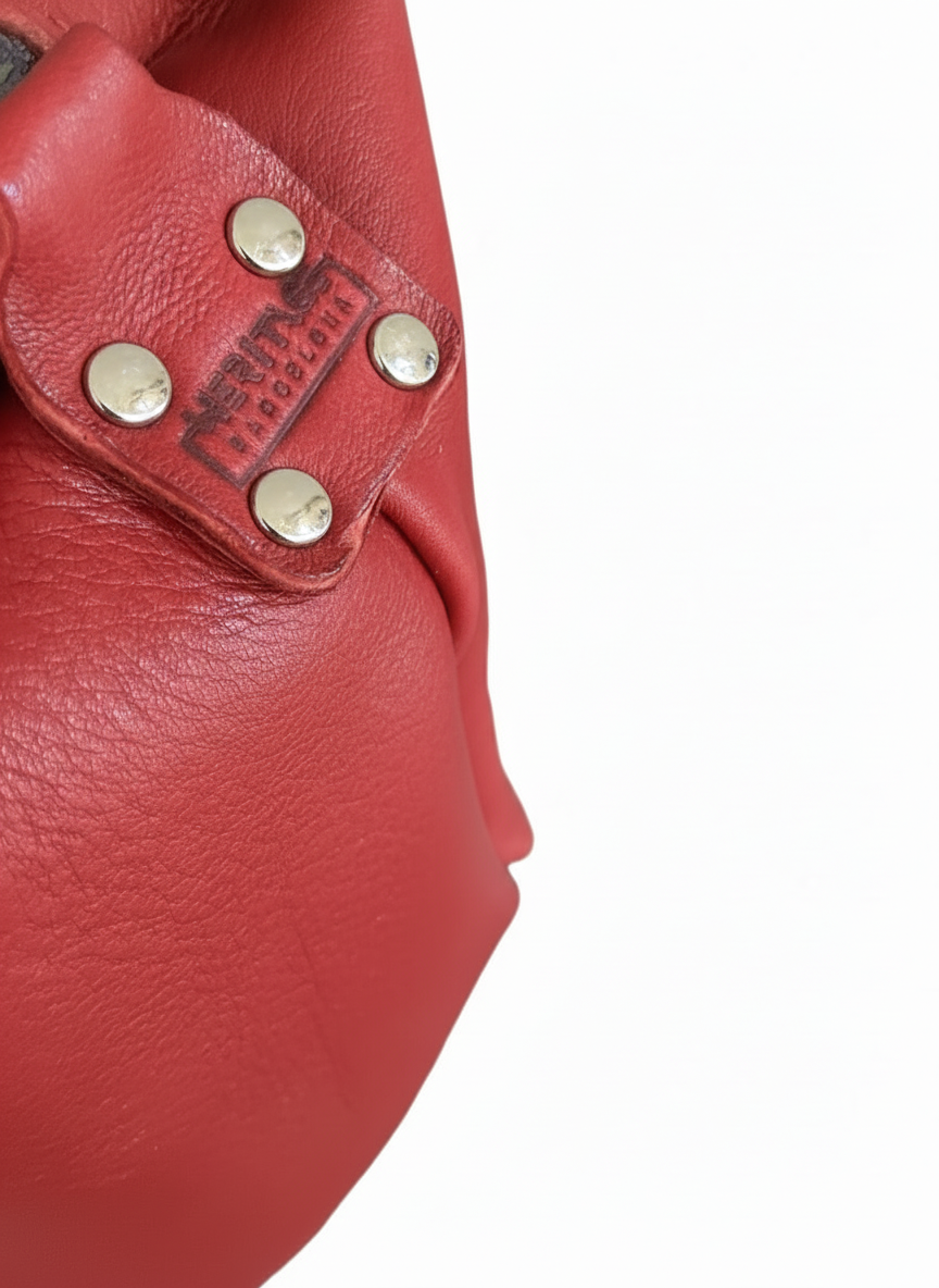 Red Leather Travel Bag – Handmade Weekender Duffel with Initials