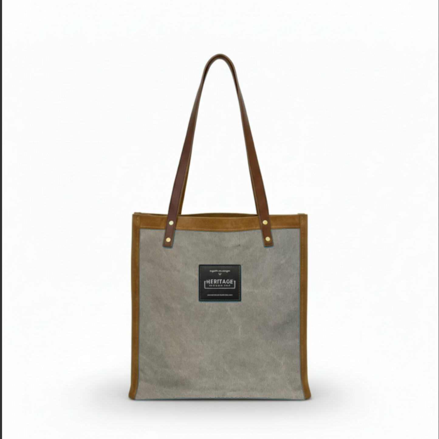 Personalized Canvas and Leather Tote Bag | Custom Initial Shopper | Eco-Friendly French Leather & 100% Cotton Everyday Bag (47x42cm)