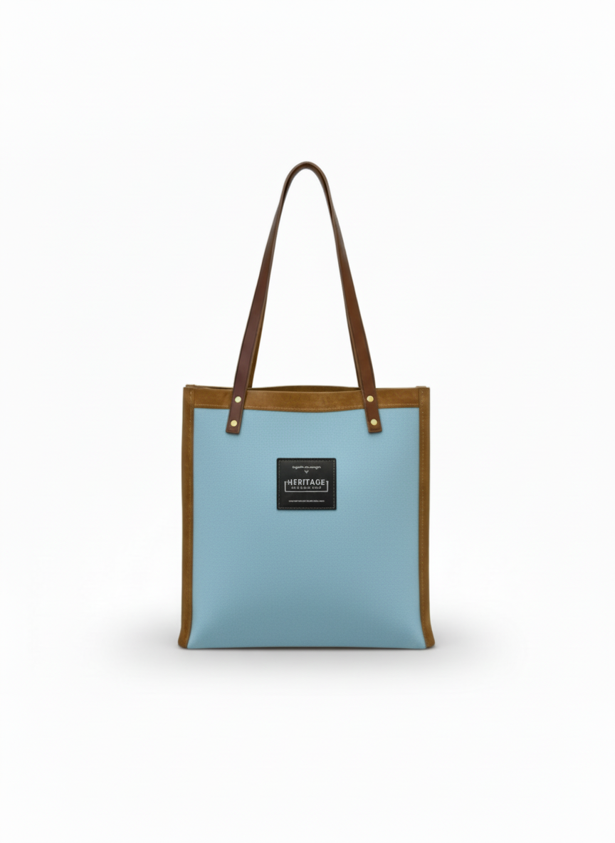 Personalized Canvas and Leather Tote Bag | Custom Initial Shopper | Eco-Friendly French Leather & 100% Cotton Everyday Bag (47x42cm)