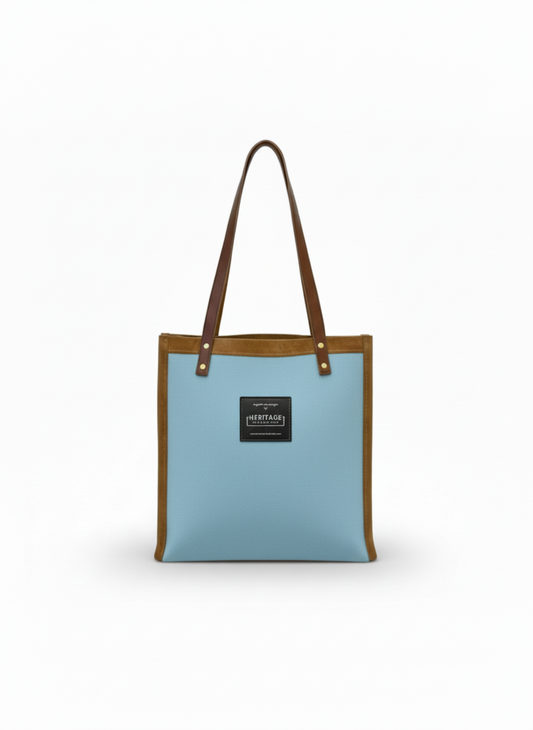 Personalized Canvas and Leather Tote Bag | Custom Initial Shopper | Eco-Friendly French Leather & 100% Cotton Everyday Bag (47x42cm)