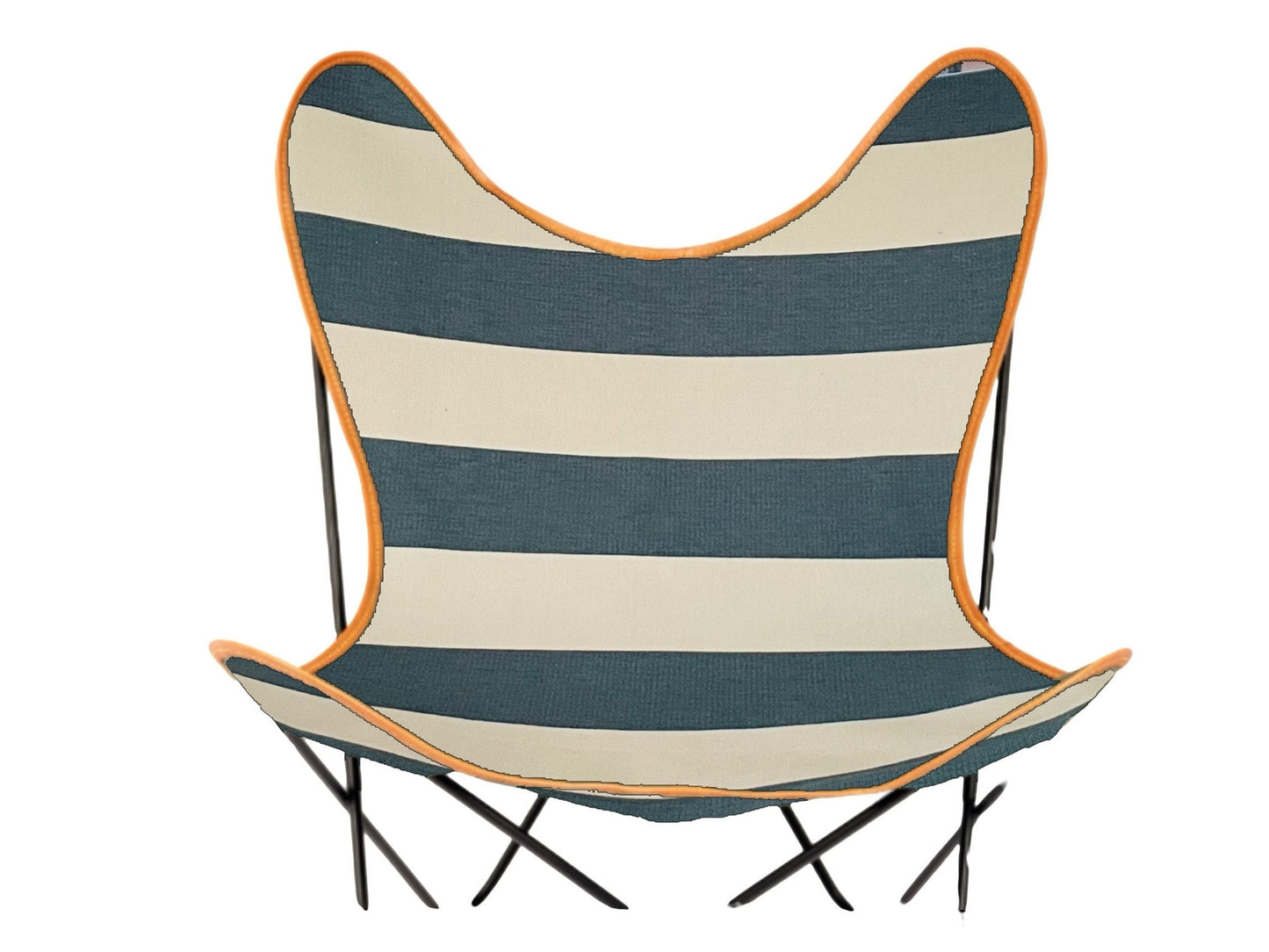 Handmade Butterfly Chair Cover – Durable Striped Fabric, Customizable Trim, Green &amp; Natural Colors