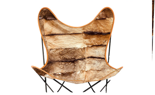 Handmade Butterfly Chair Cover – Custom Goatskin Leather Chair Slipcover